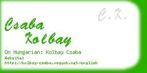 csaba kolbay business card